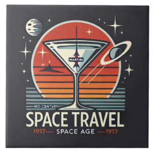 Martini Space Travel 1957 Space Age Logo Tile