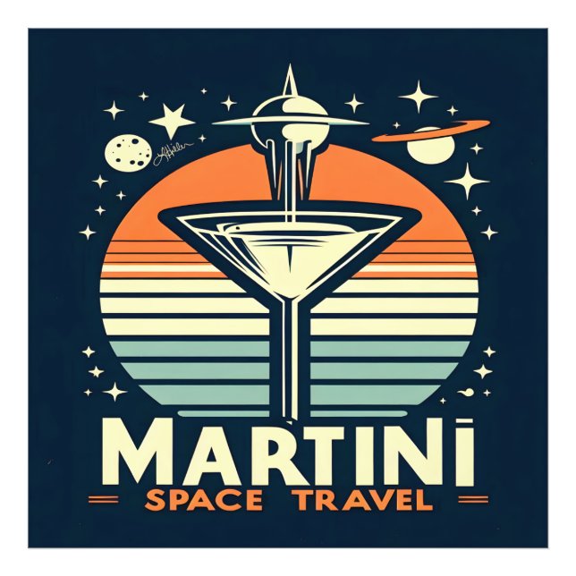 Martini Space Travel Lift Off Logo Photo Print (Front)