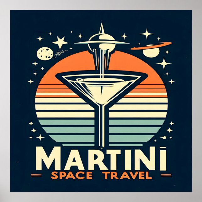 Martini Space Travel Lift Off Logo Poster (Front)