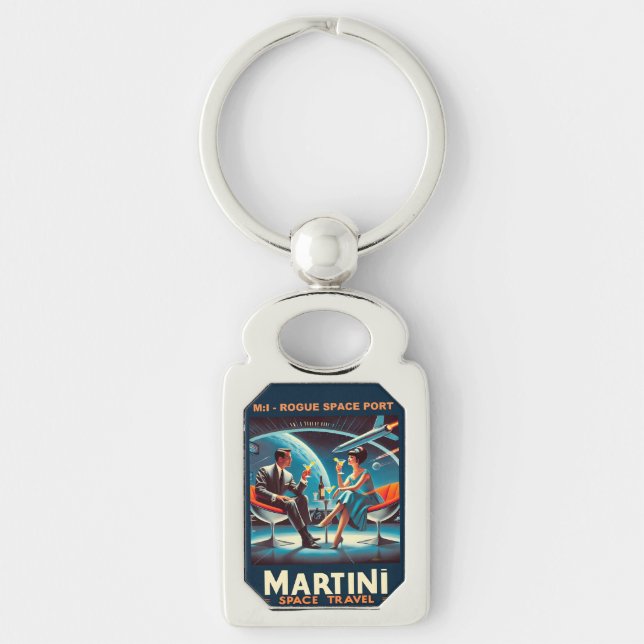 Martini Space Travel Poster Rogue Space Port Key Ring (Front)