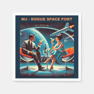 Martini Space Travel Poster Rogue Space Port Napkin