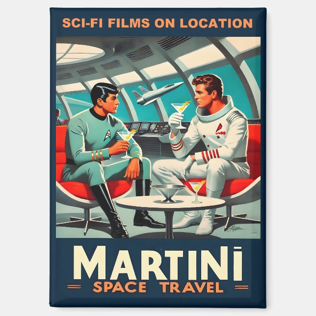 Martini Space Travel Poster Sci-Fi Films In Space Magnet (Front)