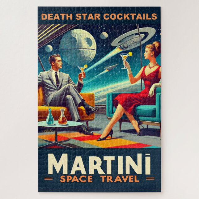 Martini Space Travel Posters Death Star Cocktails Jigsaw Puzzle (Vertical)