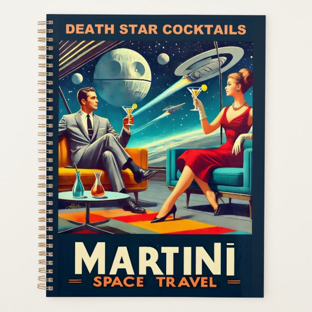 Martini Space Travel Posters Death Star Cocktails Planner (Front)