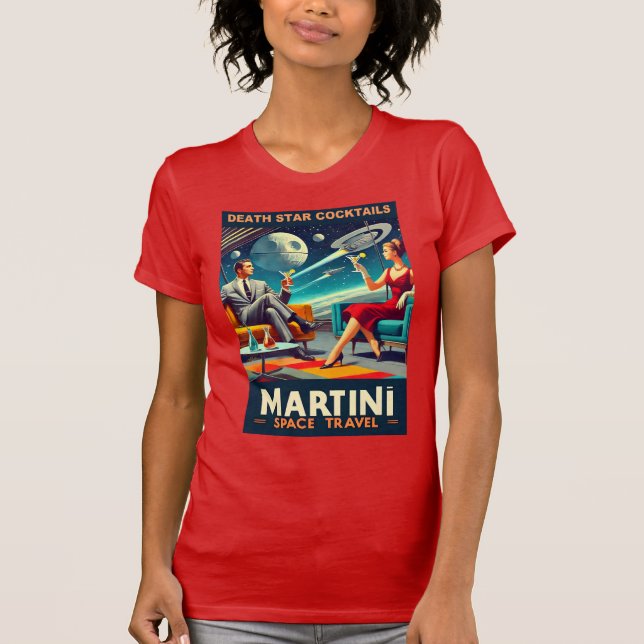 Martini Space Travel Posters Death Star Cocktails T-Shirt (Front)
