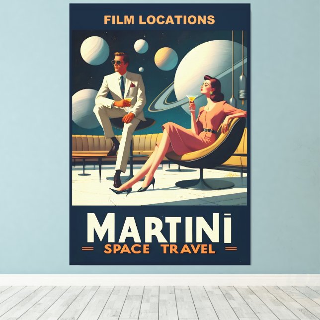 Martini Space Travel Posters Film Locations Canvas Print (Insitu(Wood Floor))