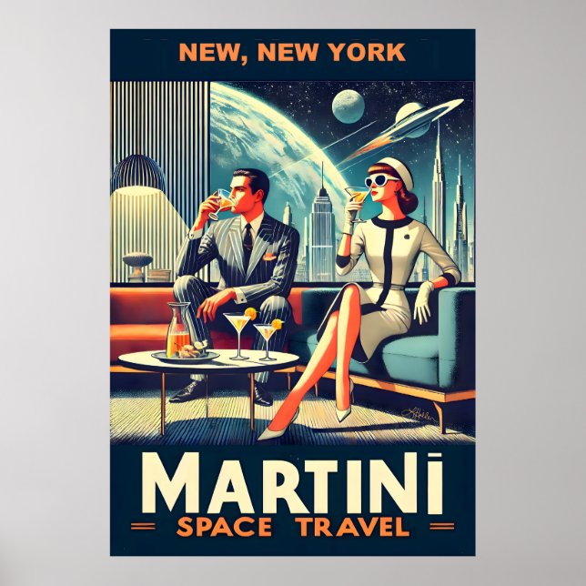 Martini Space Travel Posters New, New York (Front)