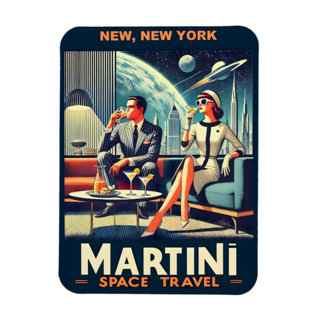 Martini Space Travel Posters New, New York Magnet (Vertical)