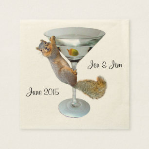 Martini Squirrel Paper Napkins