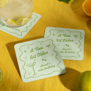 Martini themed Birthday Party Square Paper Coaster