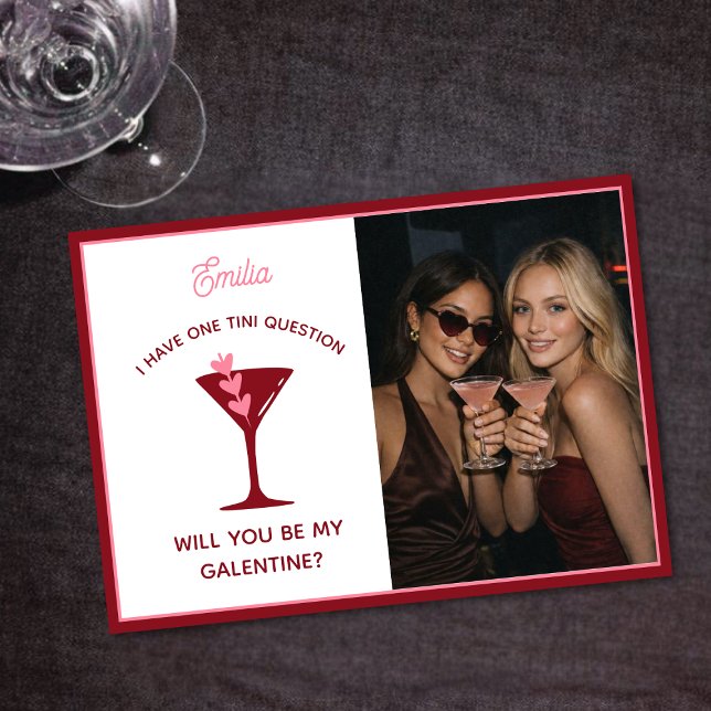 Martini Themed Galentine's Day - Cute Bestie Pink Holiday Card (Creator Uploaded)