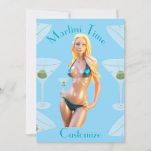 Martini time Bikini Babe Thunder_Cove  Invitation