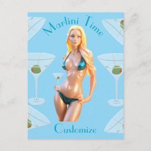 Martini time Bikini Babe Thunder_Cove  Postcard