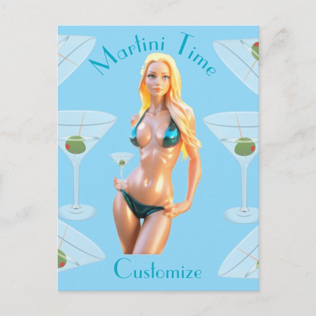 Martini time Bikini Babe Thunder_Cove  Postcard (Front)