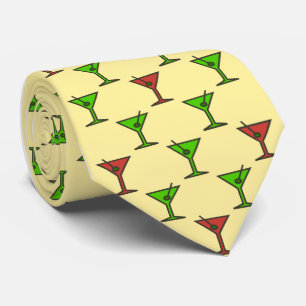 Martini Time Christmas Cocktail Single-Sided Tie