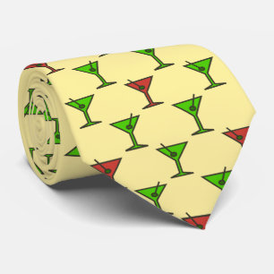 Martini Time Christmas Cocktail Two-Sided Tie