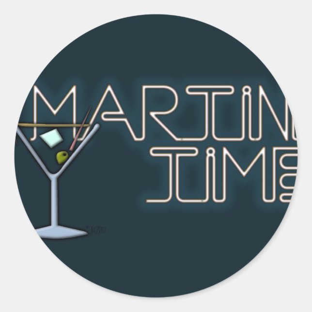 Martini Time Classic Round Sticker (Front)