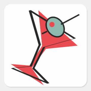 Martini Time Right Square Sticker