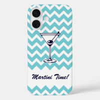 Martini Time with Blue Chevron Pattern
