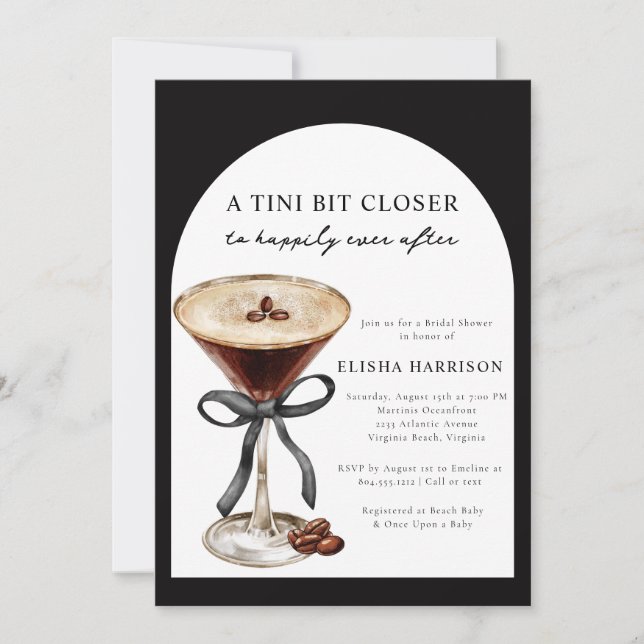 Martini Tini Bit Closer Stripe Bridal Shower  Invitation (Front)