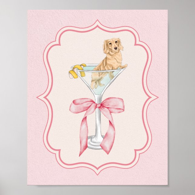 Martini Weenie Coquette Dachshund Watercolor Poster (Front)