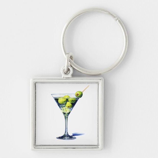 Martini With Olives Key Ring (Front)