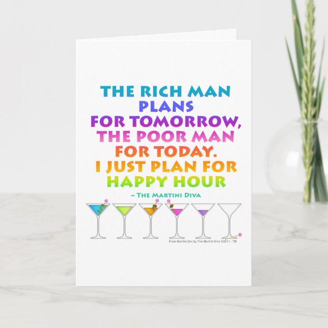 MARTINI ZEN - Plan for Happy Hour Greeting - Note Card (Front)