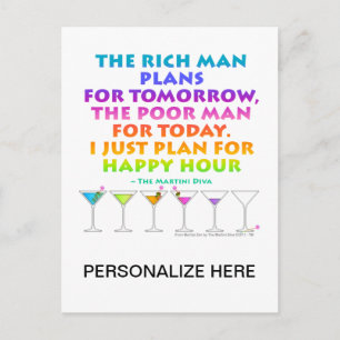 MARTINI ZEN - Plan for Happy Hour Postcard