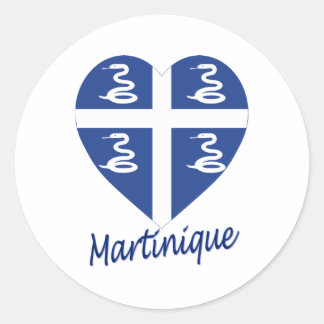 Martinique Flag Heart Classic Round Sticker