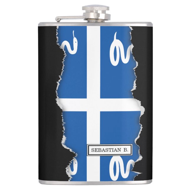 Martinique Flag Hip Flask (Front)