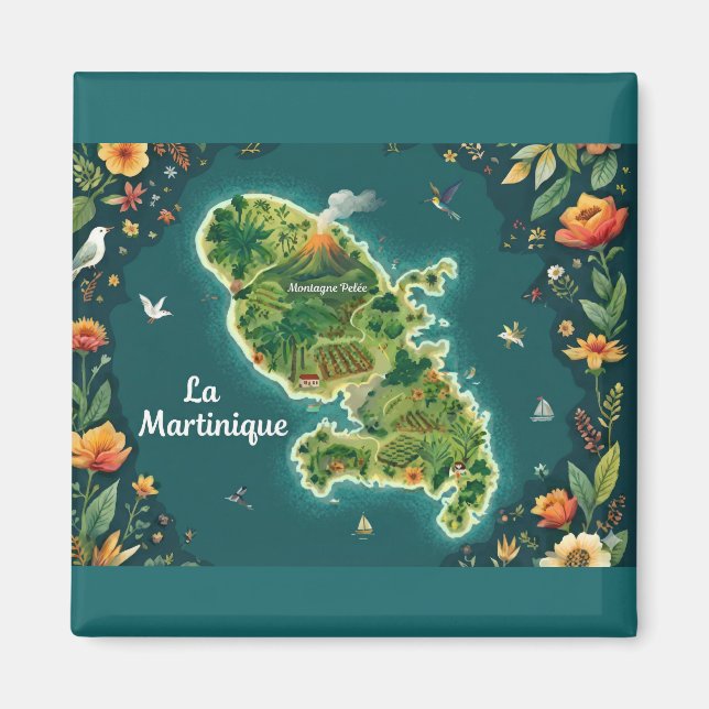 Martinique - Illustrated Island Map Magnet (Front)