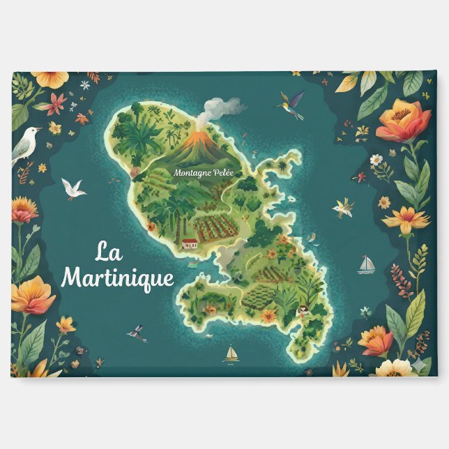 Martinique - Illustrated Island Map Magnet (Front)
