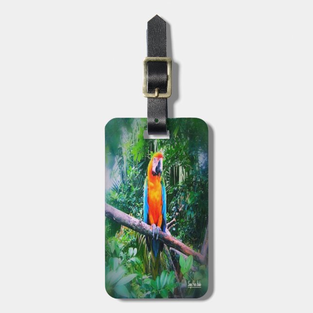 Martinique Macaw Luggage Tag (Front Vertical)