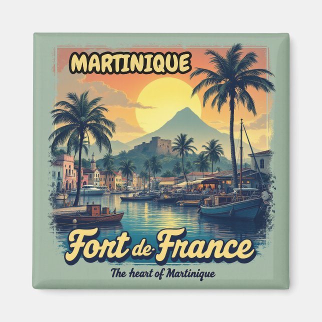 Martinique Magnet Fort-de-France Vintage | Magnet (Front)