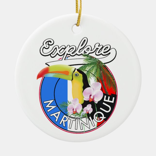 Martinique Travel logo Ceramic Tree Decoration (Front)