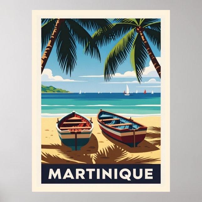 Martinique Tropical Paradise, Vintage Beach Travel Poster (Front)