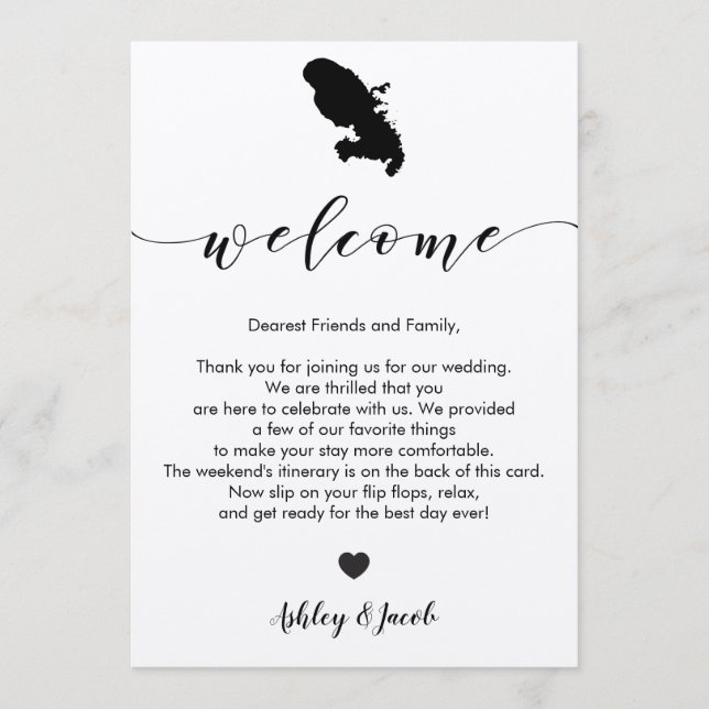 Martinique Wedding Welcome Letter & Itinerary Programme (Front)