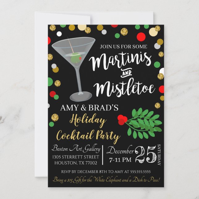 Martinis And Mistletoe Christmas Invitation (Front)