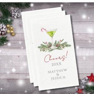 Martinis and Mistletoe Custom Holiday Guest Towels Napkin