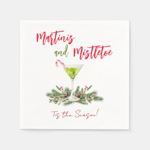 Martinis and Mistletoe Festive Cocktails Holiday  Napkin