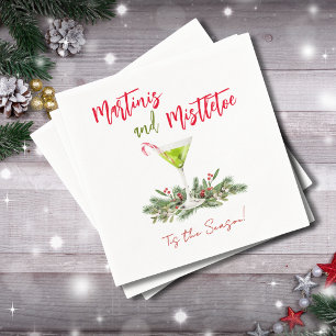 Martinis and Mistletoe Festive Cocktails Holiday Napkin