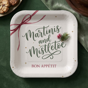 Martinis and Mistletoe Holiday Party Paper Plate