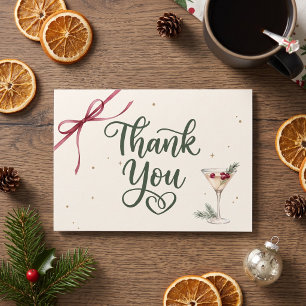 Martinis and Mistletoe Holiday Party Thank You Card