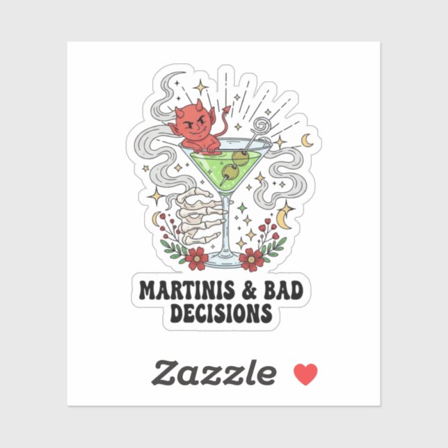 Martinis & Bad Decisions Devil Cocktail Funny  (Sheet)