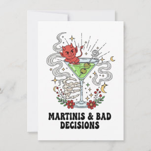 Martinis & Bad Decisions Devil Cocktail Funny  Holiday Card