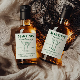 Martinis & Matrimony Bachelorette Weekend Liquor Bottle Label