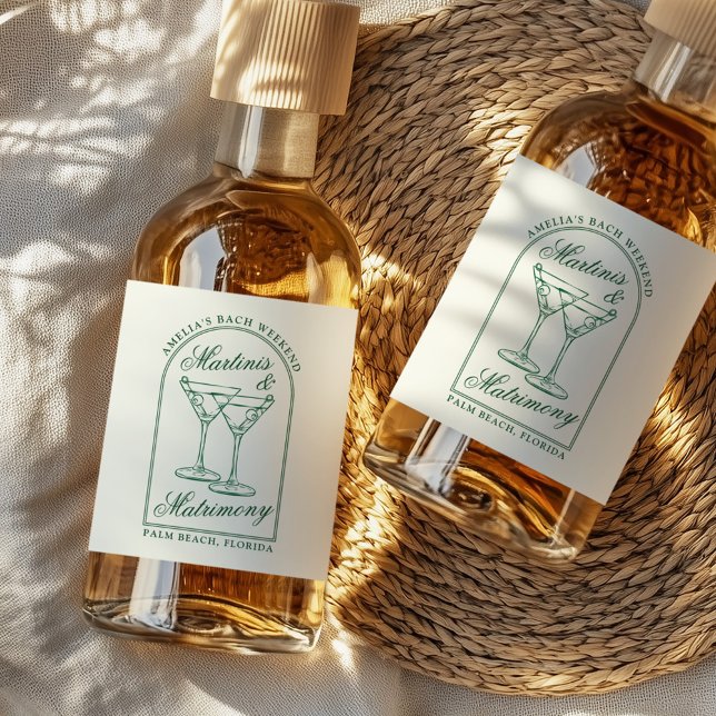 Martinis & Matrimony Bachelorette Weekend Liquor Bottle Label (Creator Uploaded)