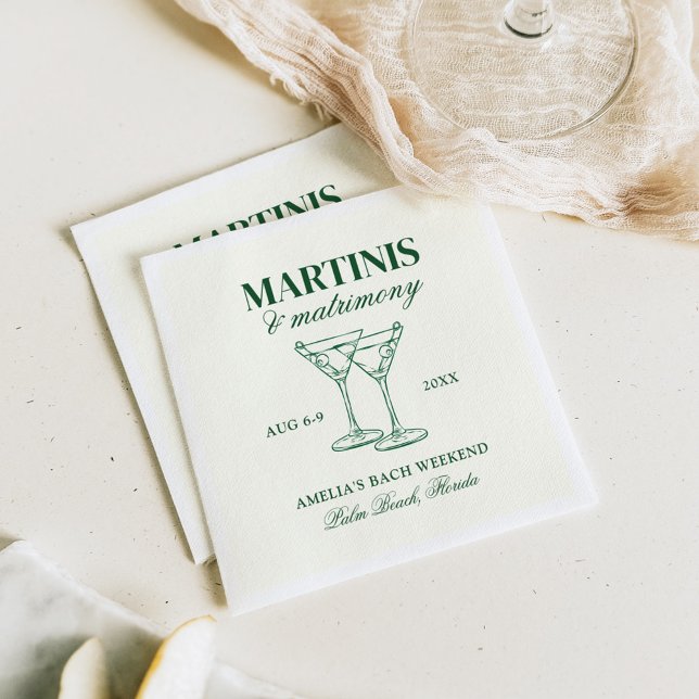 Martinis & Matrimony Bachelorette Weekend Napkin (Creator Uploaded)