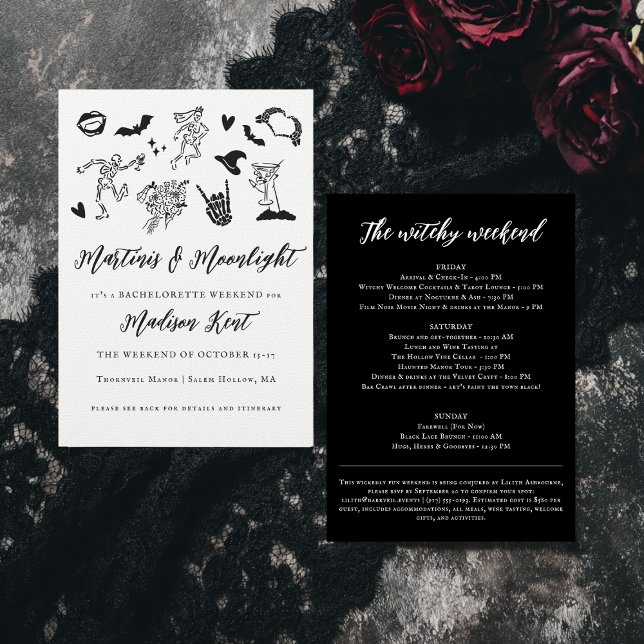 Martinis & Moonlight Spooky Bachelorette Weekend Invitation (Creator Uploaded)