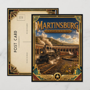 Martinsburg West Virginia Vintage Art Deco Golden  Postcard